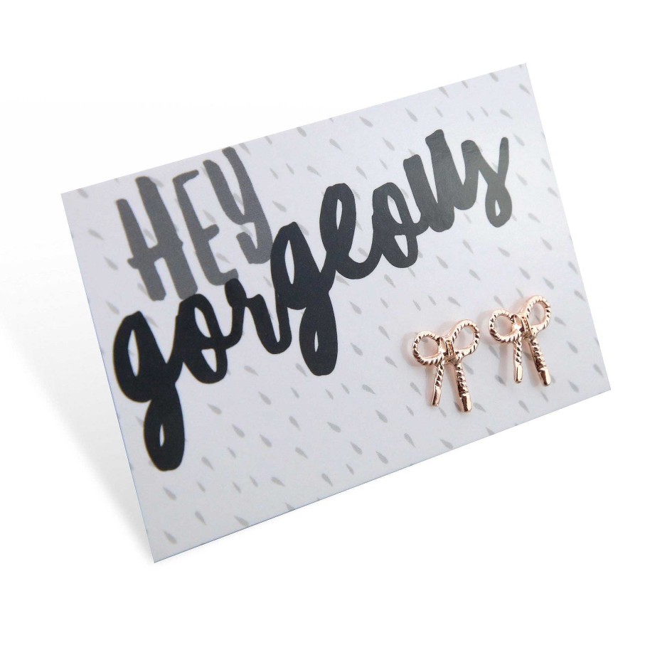 Jewellery Cute Stud Earrings | Hey Gorgeous! - Rose Gold ' Put A Bow On It ' Earrings (9607)