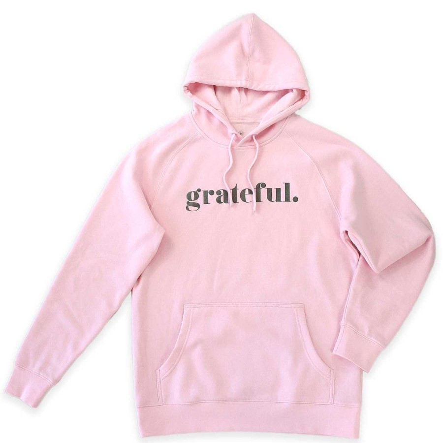 Apparel Hoodies | Grateful Hoodie - Pink With Charcoal Shimmer Print