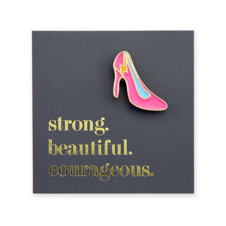 Accessories Accessories | Lovely Pins! Strong Beautiful Courageous - Pink Pumps Enamel Badge Pin - (11963)