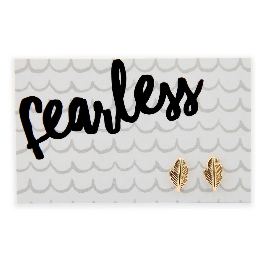 Jewellery Cute Stud Earrings | Fearless Feather Earring Studs - Gold (9801)