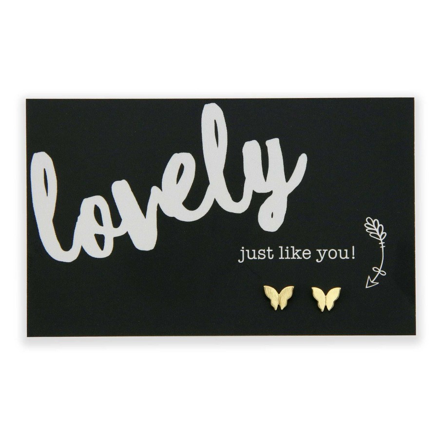 Jewellery Cute Stud Earrings | Lovely Just Like You! - Tiny Butterfly Studs - Gold (9306)