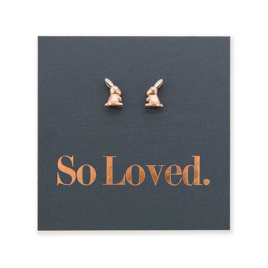 Jewellery Sterling Silver Studs | Itsy Bitsy Bunny Studs - Rose Gold Sterling Silver - So Loved - (11932)