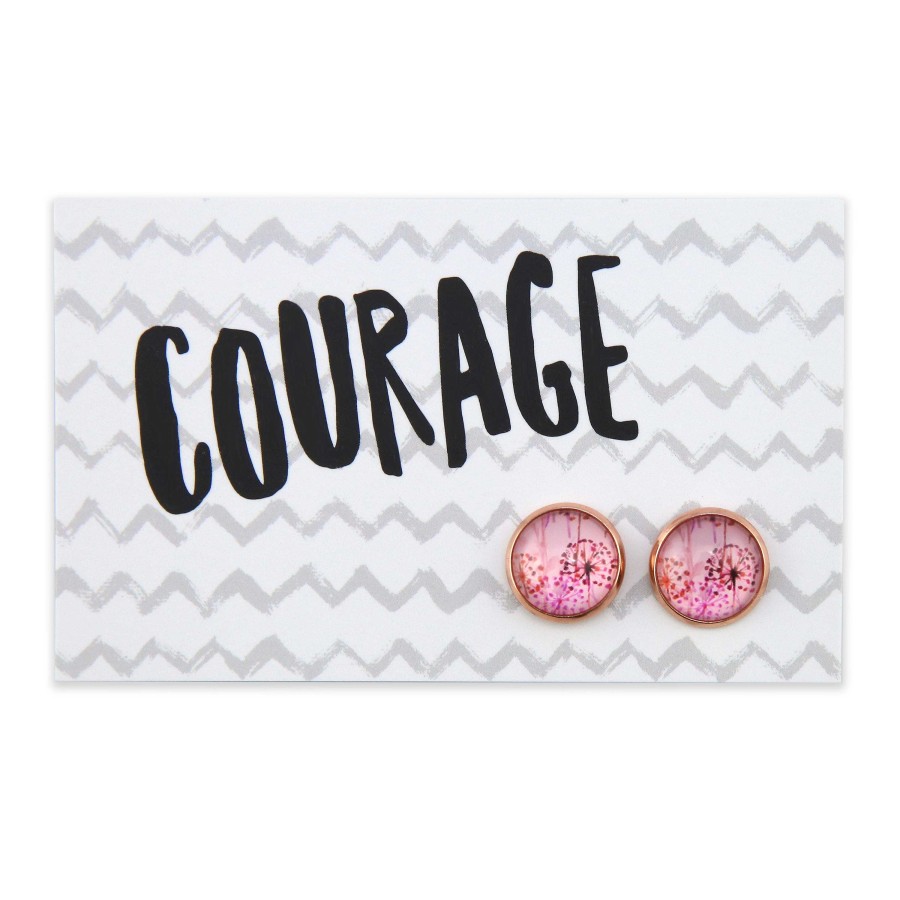 Jewellery Deluxe Stud Earrings | Pink Collection - Courage - Rose Gold Surround Circle Studs - Pink Wish (2108-R)