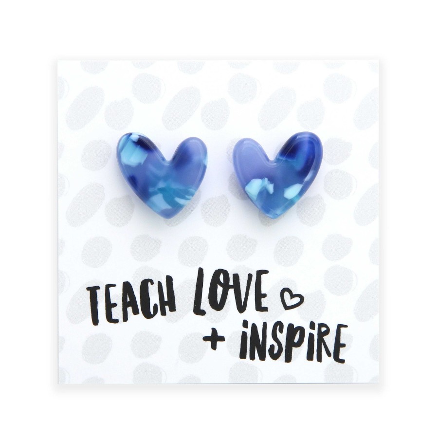 Jewellery Statement Earrings | Teach Love + Inspire - Resin Heart Studs - Breezy (12763)