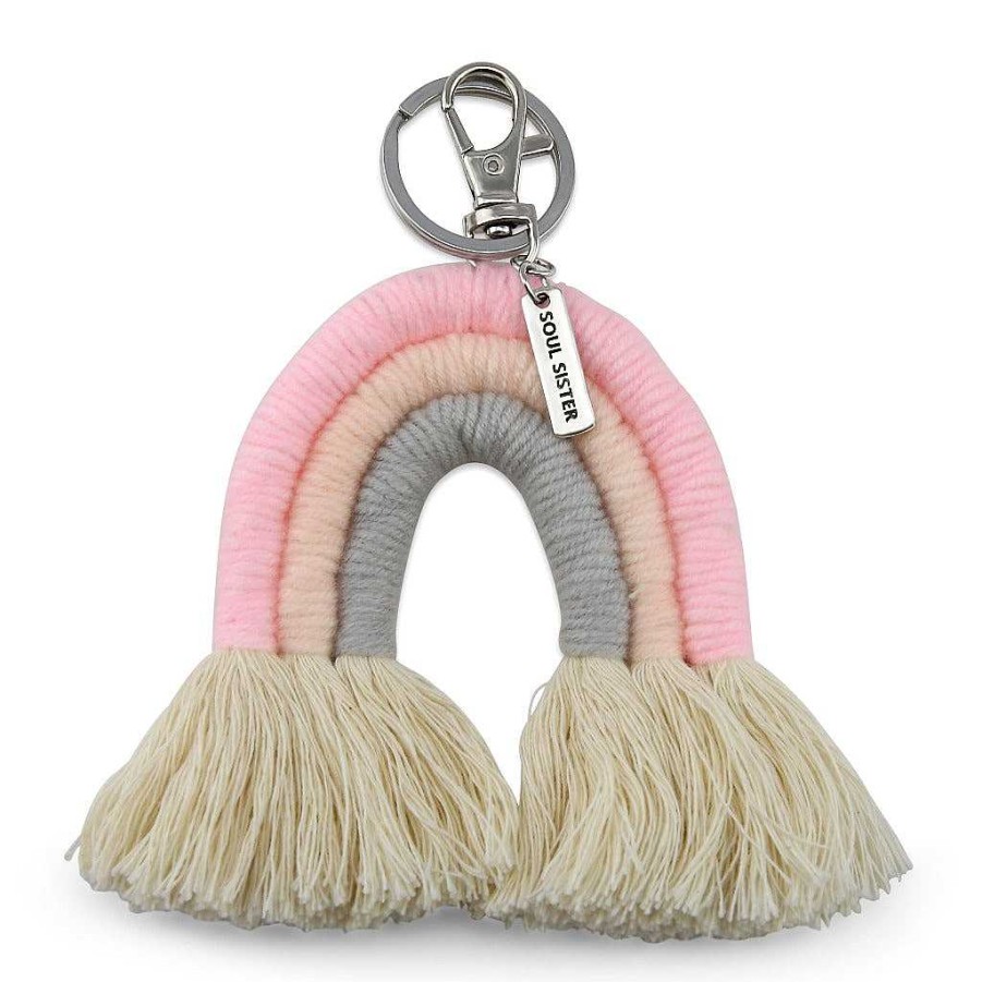 Accessories 50% Off | Handwoven Rainbow Keyring / Bag Accessory 'Soul Sister' In Silver - Milly (7015-2)