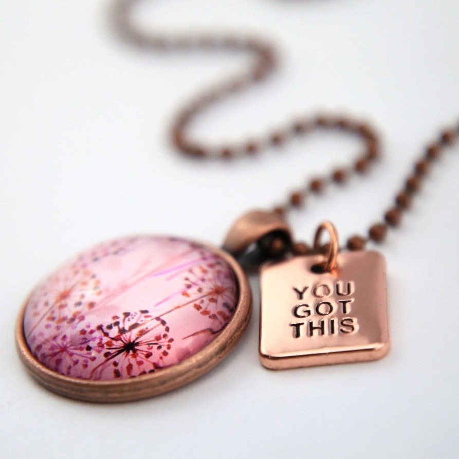 Jewellery Papa Glewy | Pink Collection - Vintage Copper 'You Got This' Necklace - Pink Wish (11333)