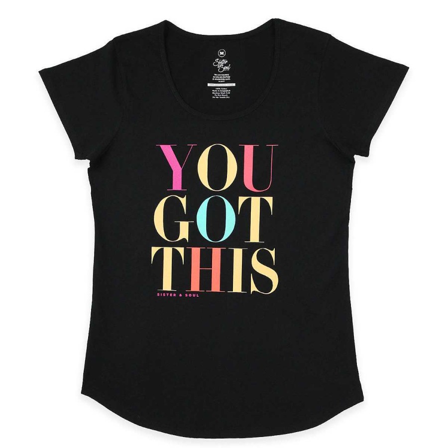 Apparel Tees Tanks & Totes | You Got This Tee - Black Scoopy - Colourful Print