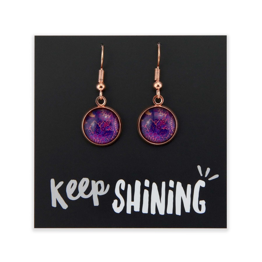 Jewellery Circle Drop Dangles | Spring - Keep Shining - Rose Gold Dangle Earrings - Maze (12831)