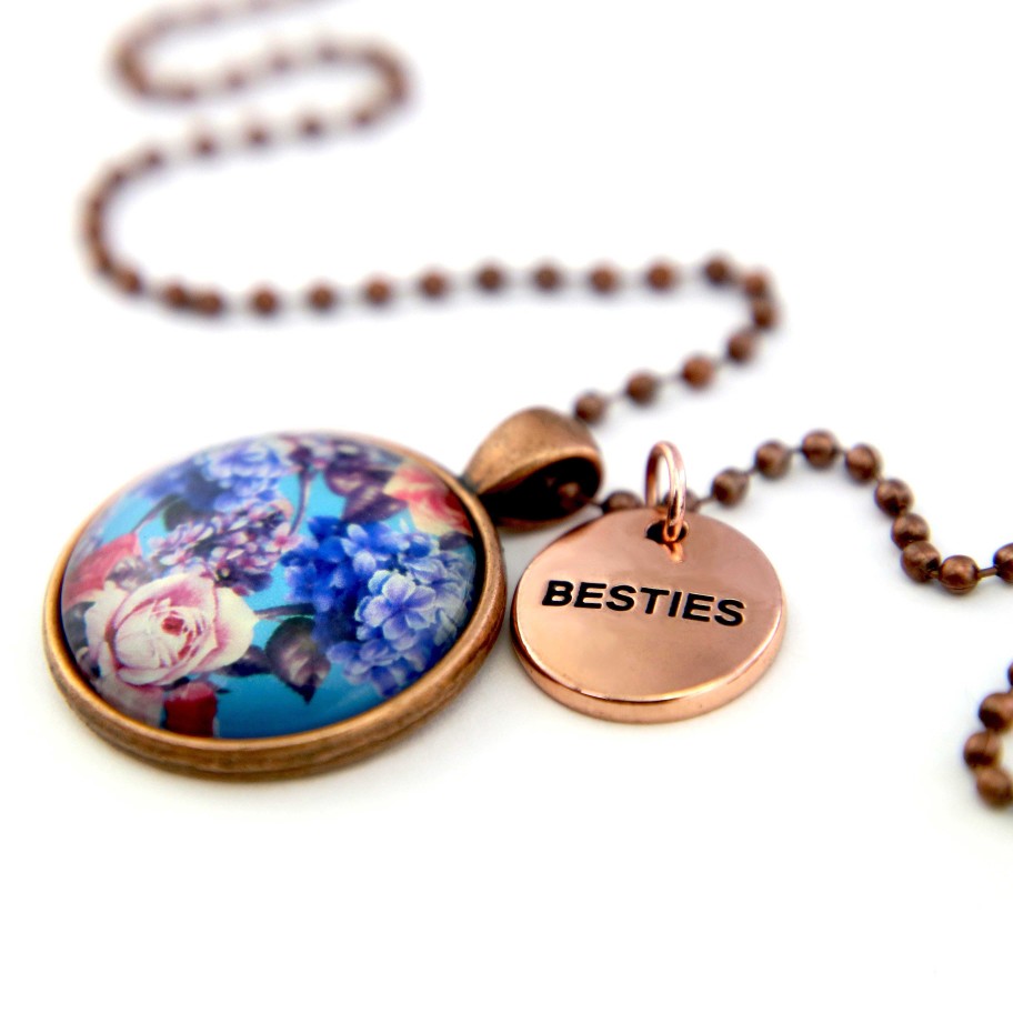 Jewellery 50% Off | Spring - 'Besties' Vintage Copper Necklace - Floweret (10765)