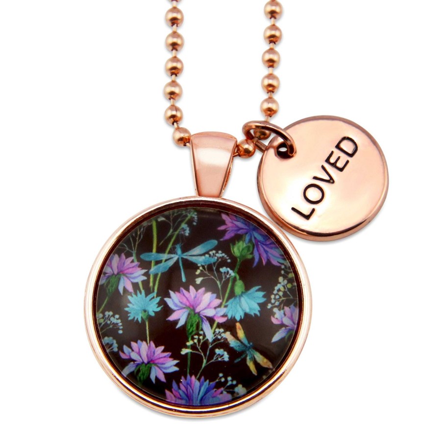 Jewellery Papa Glewy | Wildflower Collection - Rose Gold 'Loved' Necklace - Dragonfly Grove (11034)