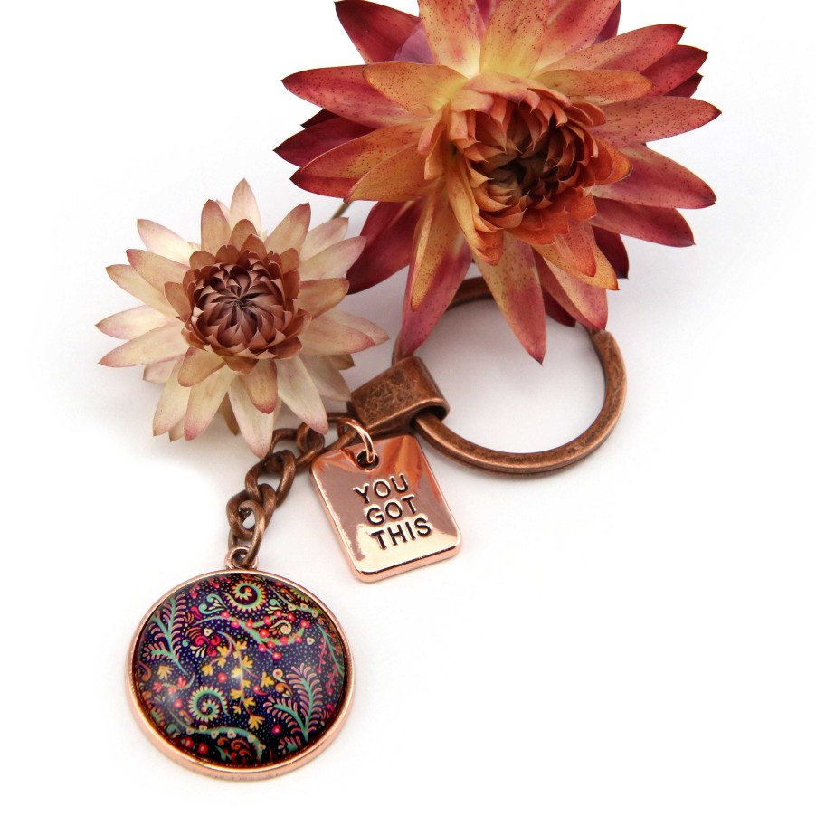 Accessories Papa Glewy | Boho Collection - Vintage Copper Keyring With 'You Got This' Charm - Wanderer (10741)