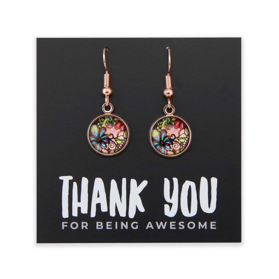 Jewellery Circle Drop Dangles | Spring - Thank You For Being Awesome - Rose Gold Dangle Earrings - Flora (9512-F)