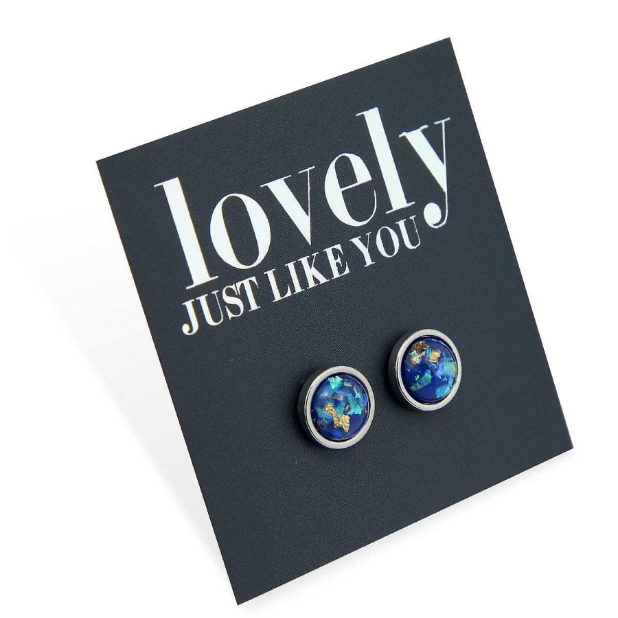 Jewellery Stainless Steel Circle Studs | Lovely Like You - Silver Stainless Steel 8Mm Circle Studs - Galaxy (11345)