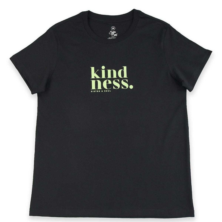 Apparel Tees Tanks & Totes | Kindness - Boxy Tee - Black With Lime Print