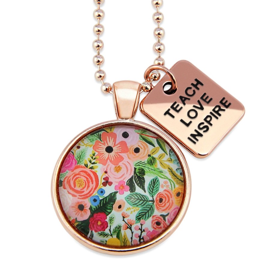 Jewellery Papa Glewy | Spring - 'Teach Love Inspire' Rose Gold Necklace - Amelia (10235)