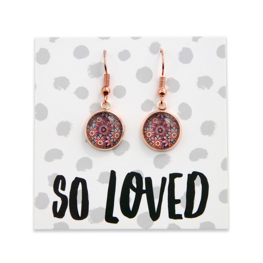 Jewellery Circle Drop Dangles | Boho Collection - So Loved - Rose Gold Dangle Earrings - Fiera (8910-F)