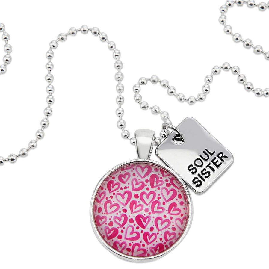 Jewellery Papa Glewy | Pink Collection - Bright Silver 'Soul Sister' Necklace - Heartstrings (10353)