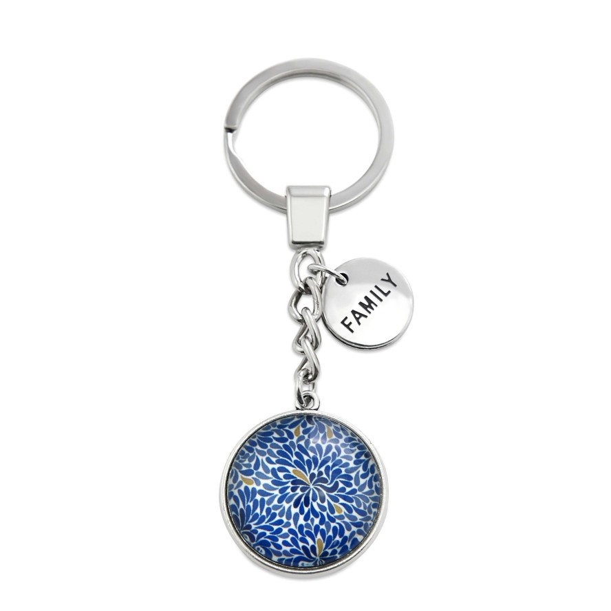 Accessories Papa Glewy | Heart & Soul - Vintage Silver 'Family' Keyring - Splash (12461)