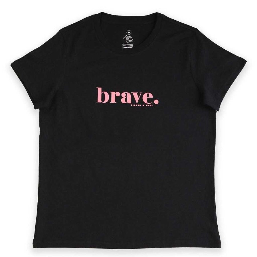 Apparel Tees Tanks & Totes | Brave - Black Boxy Tee - Pink Print