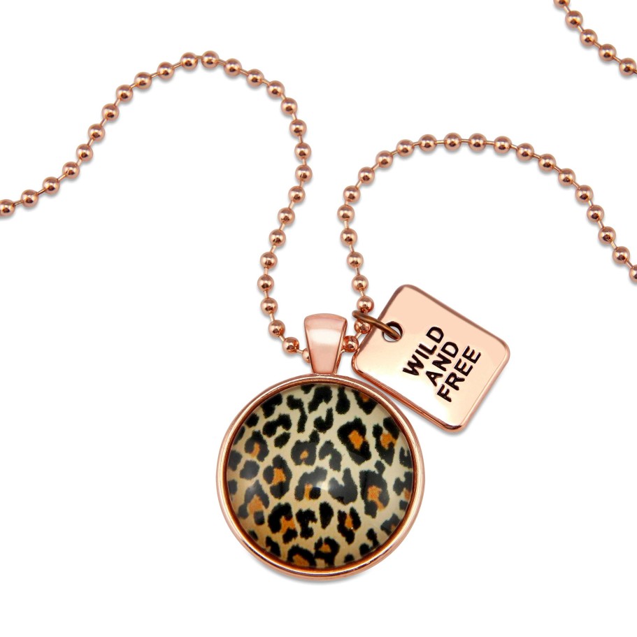 Jewellery Papa Glewy | The Strong Women Collection - Rose Gold ' Wild & Free ' Necklace - Wild Thing Leopard (10633)