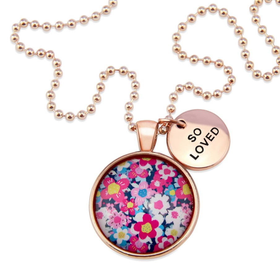 Jewellery Papa Glewy | Pink Collection - 'So Loved' Rose Gold Necklace - Pink Perennial (10233)