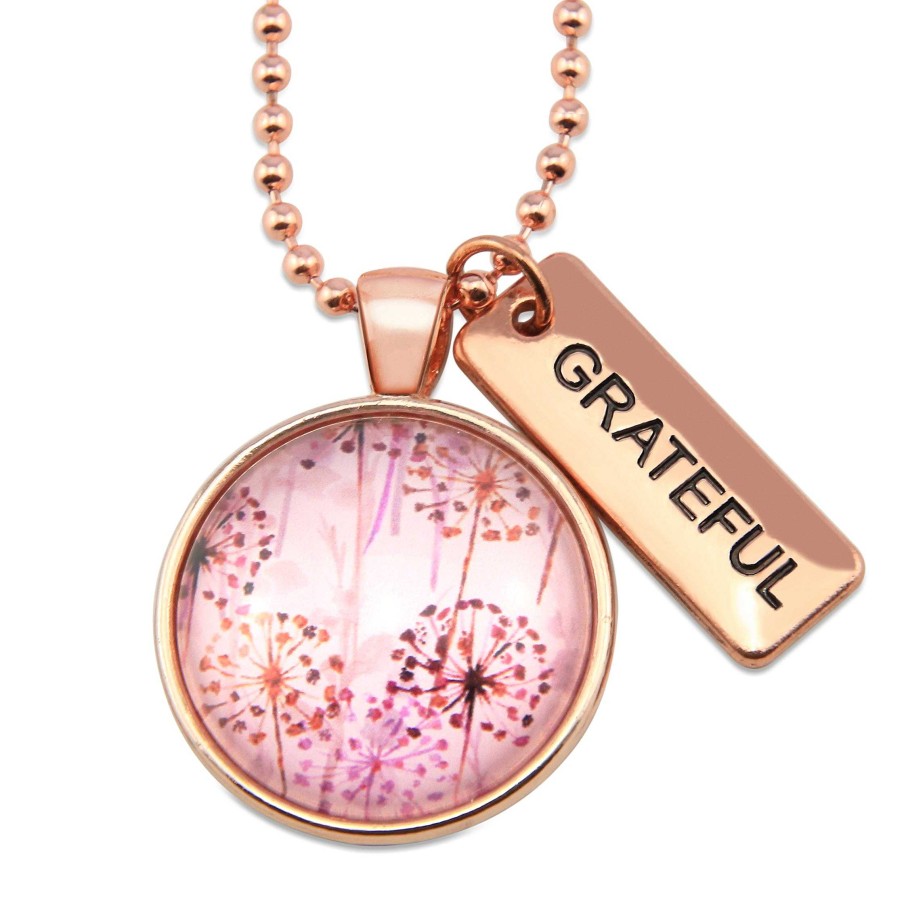 Jewellery Papa Glewy | Pink Collection - Rose Gold 'Grateful' Necklace - Pink Wish (10234)