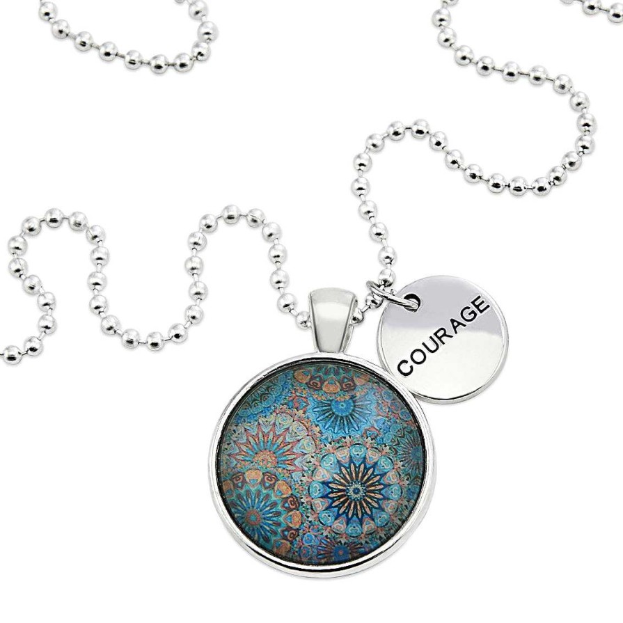 Jewellery Papa Glewy | Teal Collection - Bright Silver 'Courage' Necklace - Panama (13035)