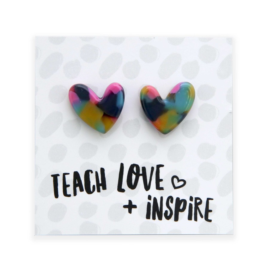 Jewellery Statement Earrings | Teach Love Inspire - Resin Heart Studs - Jazz (11363)