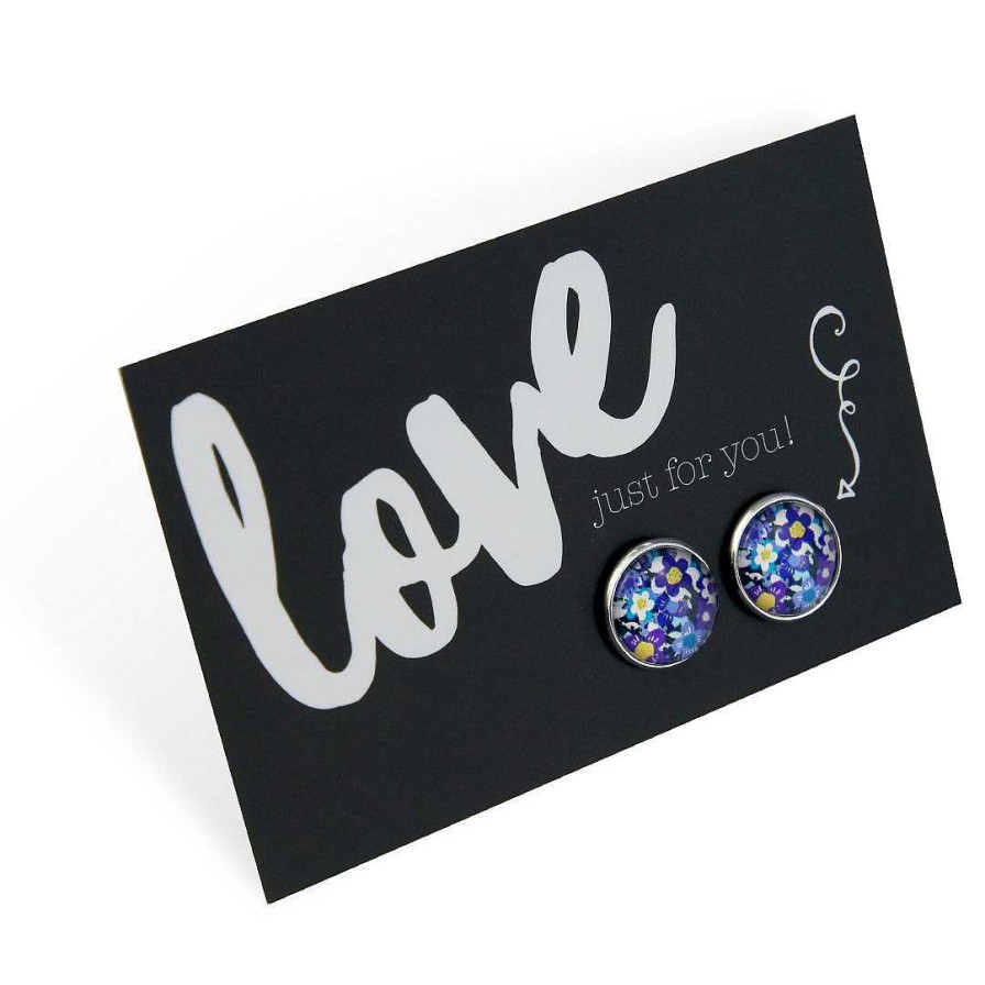 Jewellery 50% Off | Spring - Love Just For You - Bright Silver 12Mm Circle Studs - Purple Perennials (12832)