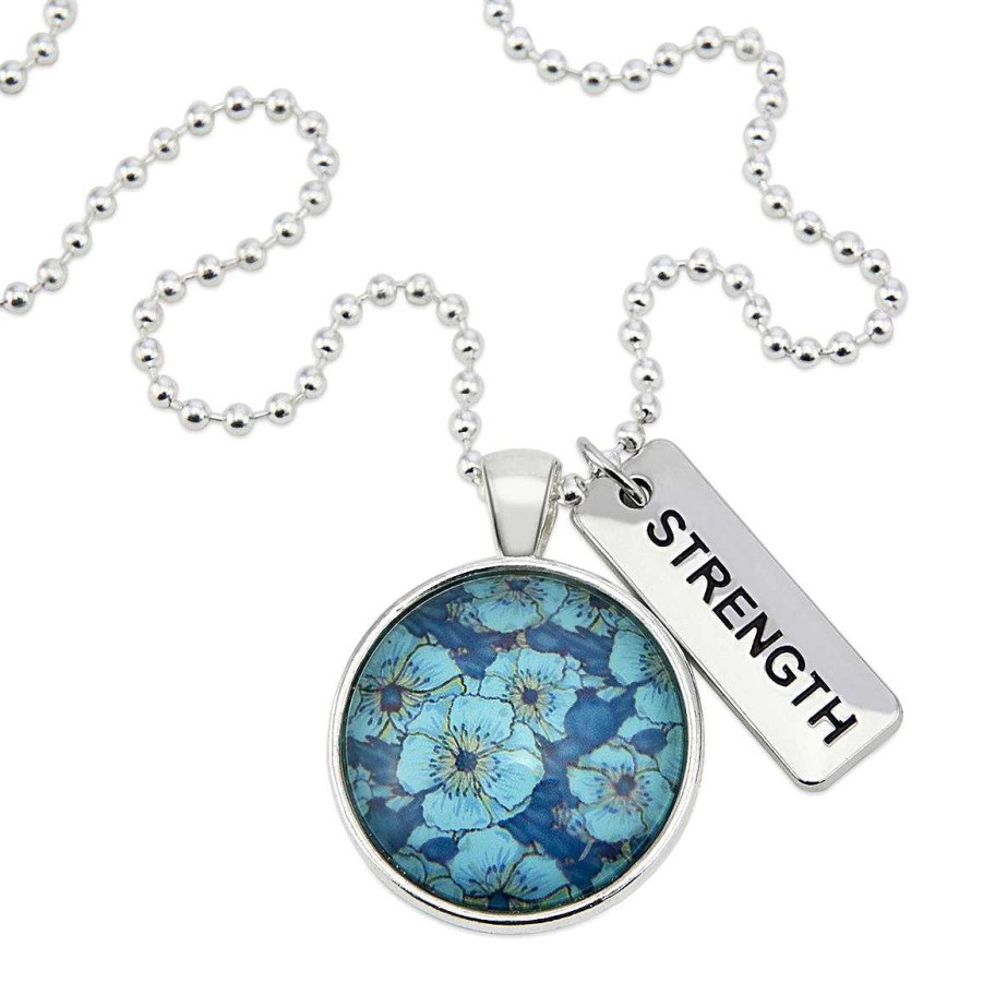 Jewellery Papa Glewy | Teal Collection - Bright Silver 'Strength' Necklace - Sky Bloom (12411)