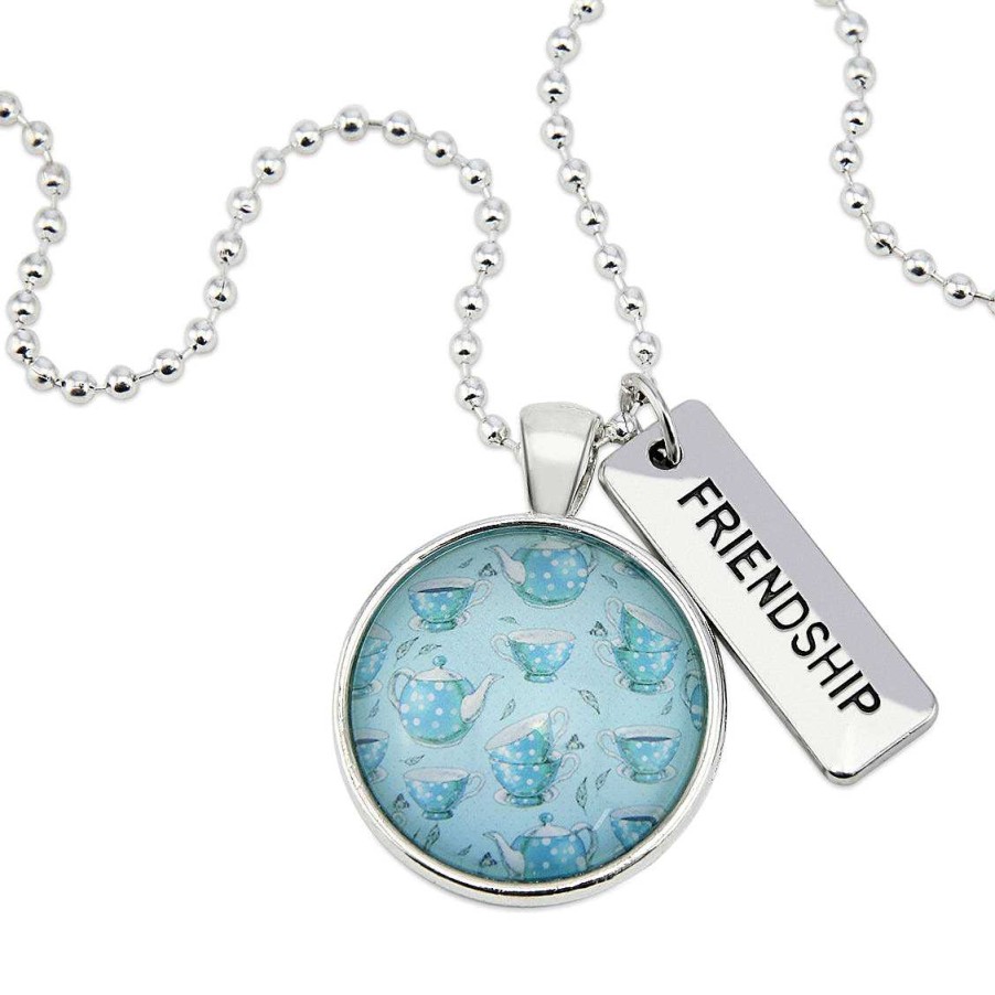 Jewellery Papa Glewy | Teal Collection - Bright Silver 'Friendship' Necklace - Tea Time (12865)