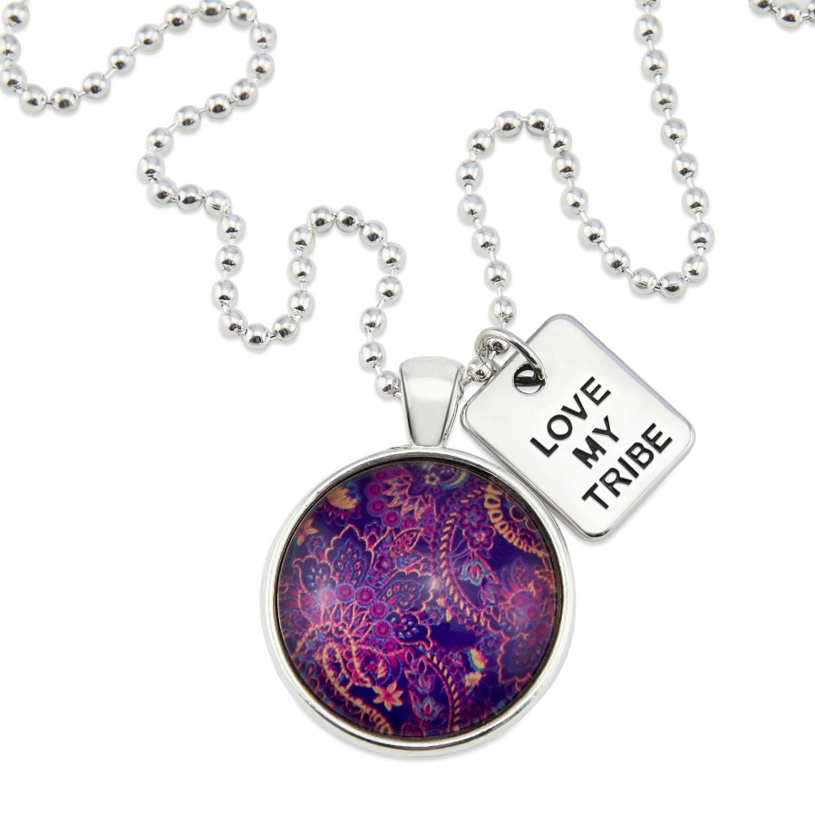 Jewellery Papa Glewy | Spring - 'Love My Tribe' Bright Silver Necklace - Maze (11013)