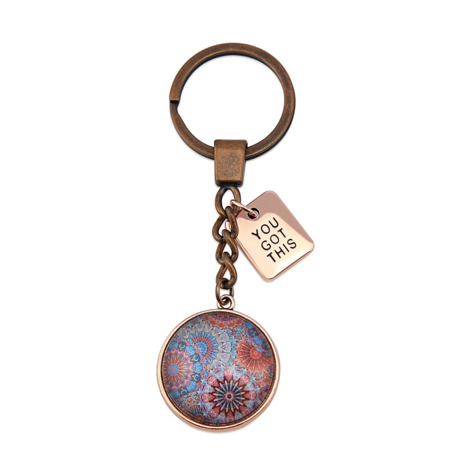 Accessories Papa Glewy | Boho Collection - Vintage Rose Gold Keyring With 'You Got This' Charm - Glaze (10513)