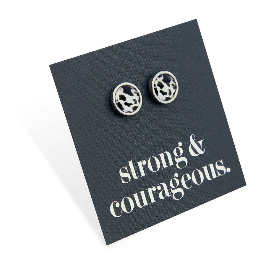 Jewellery Stainless Steel Circle Studs | Strong & Courageous - Silver Stainless Steel 8Mm Circle Studs - Patch (11262)