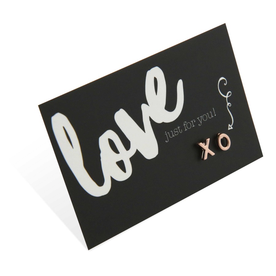 Jewellery Cute Stud Earrings | Love Just For You ' Xo ' Rose Gold Stud Earrings (9604)