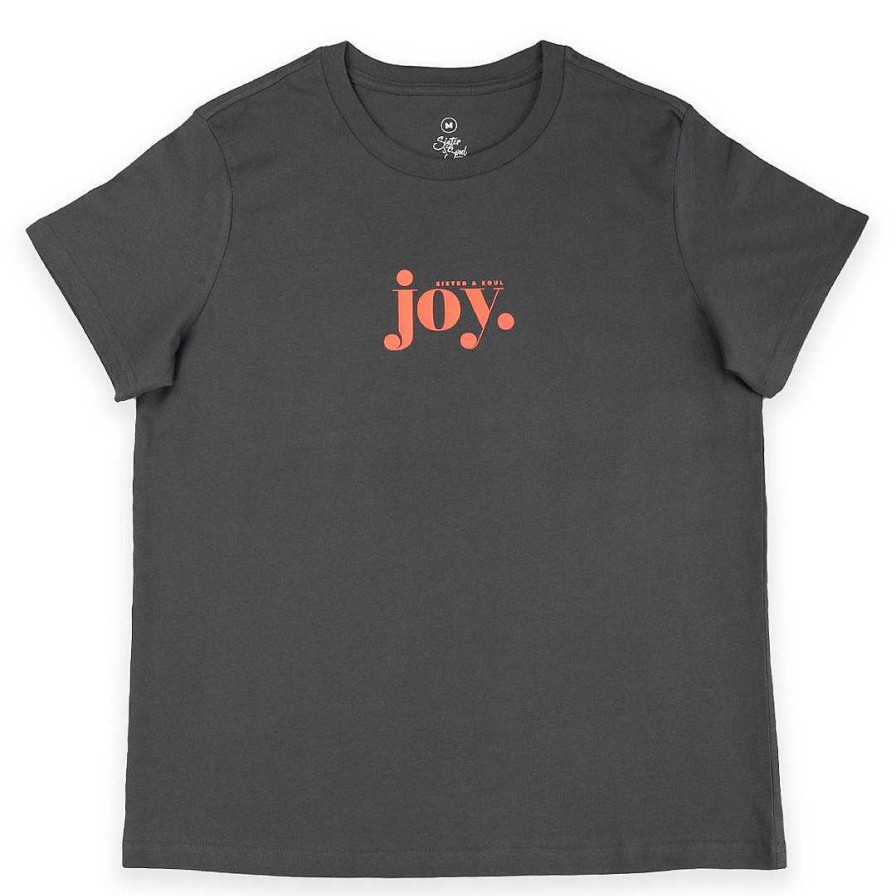 Apparel Tees Tanks & Totes | Joy - Boxy Tee Coal - Sunrise Orange Print