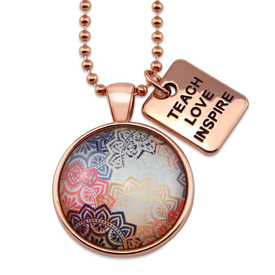 Jewellery Papa Glewy | Boho Collection - Rose Gold 'Teach Love Inspire' Necklace - Maya (10131)