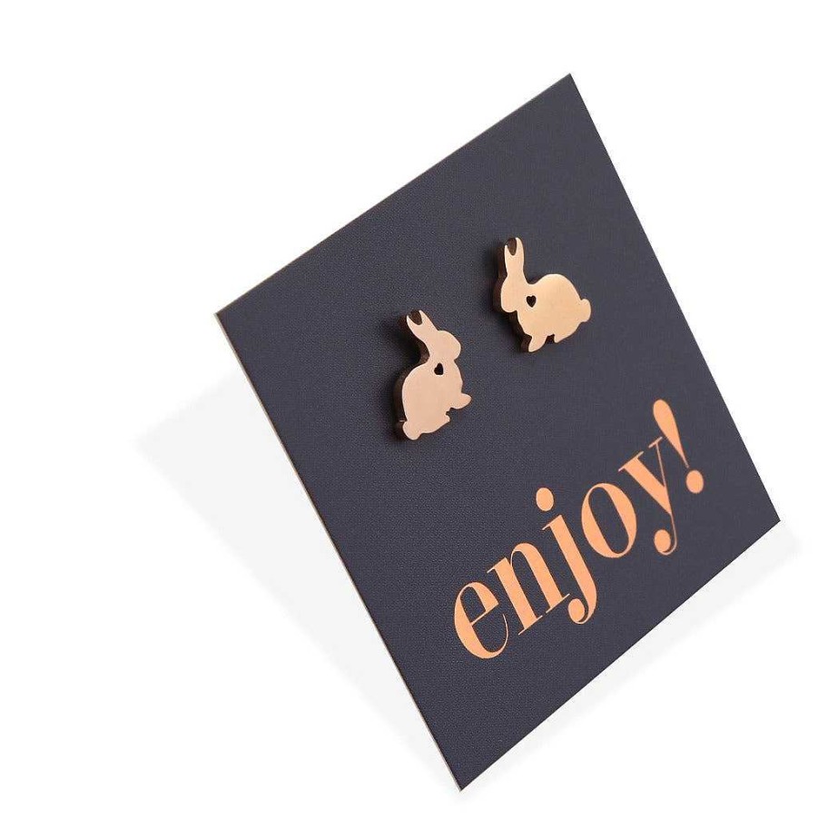 Jewellery Premium Studs | Stainless Steel Earring Studs - Enjoy - Big Bunny Rabbit Love