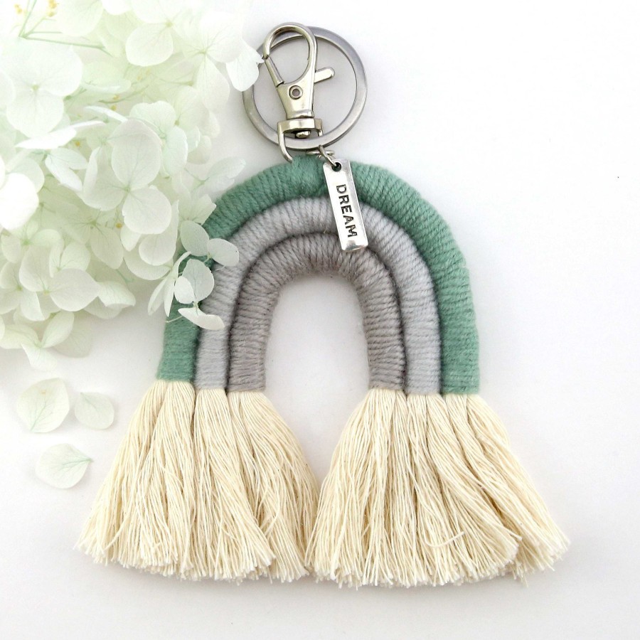 Accessories 50% Off | Handwoven Rainbow Keyring / Bag Accessory 'Dream' In Silver - Loz (7016-2)