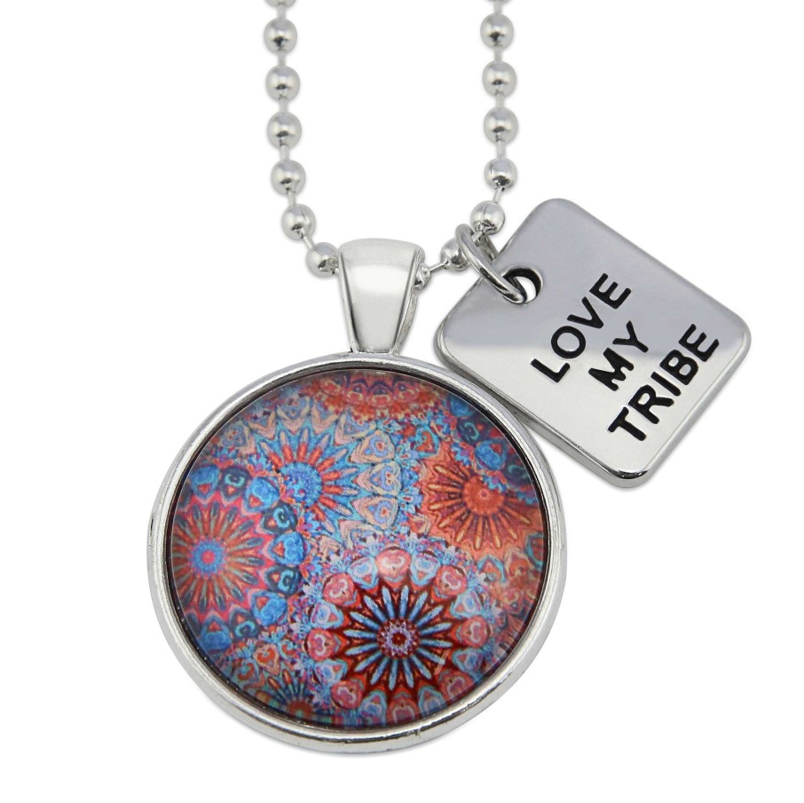 Jewellery Papa Glewy | Boho Collection - Bright Silver 'Love My Tribe' Necklace - Glaze (10532)