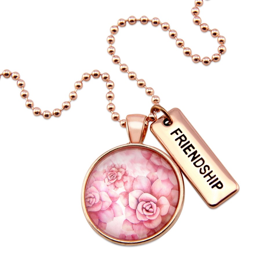 Jewellery Papa Glewy | Rose Gold 'Friendship' Necklace - Rosette (10165)