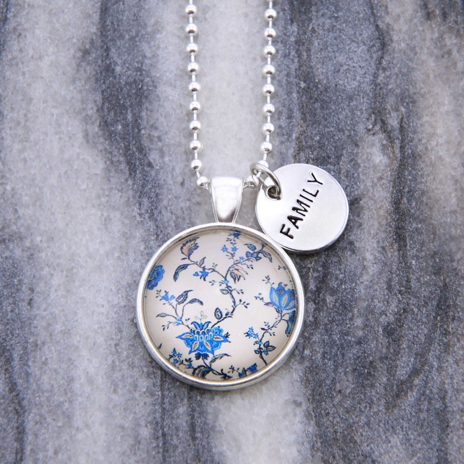 Jewellery Papa Glewy | China Blues ' Family ' Necklace In Bright Silver - Divine (10961)