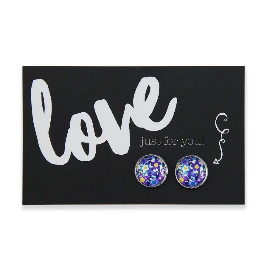 Jewellery 50% Off | Spring - Love Just For You - Bright Silver 12Mm Circle Studs - Purple Perennials (12832)