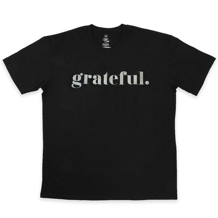 Apparel Tees Tanks & Totes | Grateful - Plus Size Long Boxy Tee - Black With Charcoal Shimmer Print